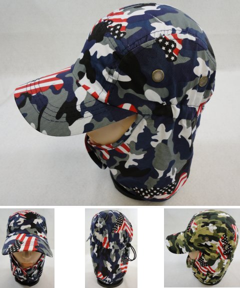 Legionnaires Hat [Army Camo/Flag Print] *Chin Snap